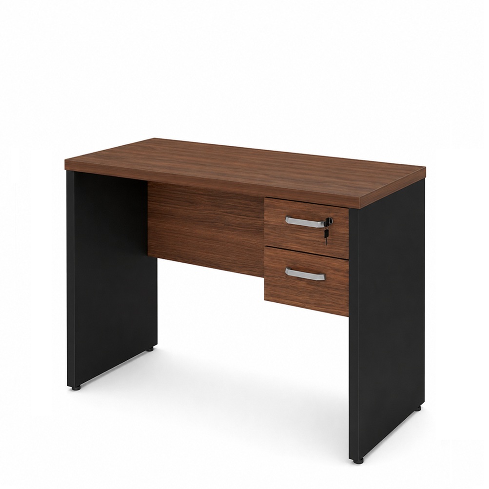 Mesa reta pé de painel cor London/Preto com gavetas Med 1,20×0,60 – 1109