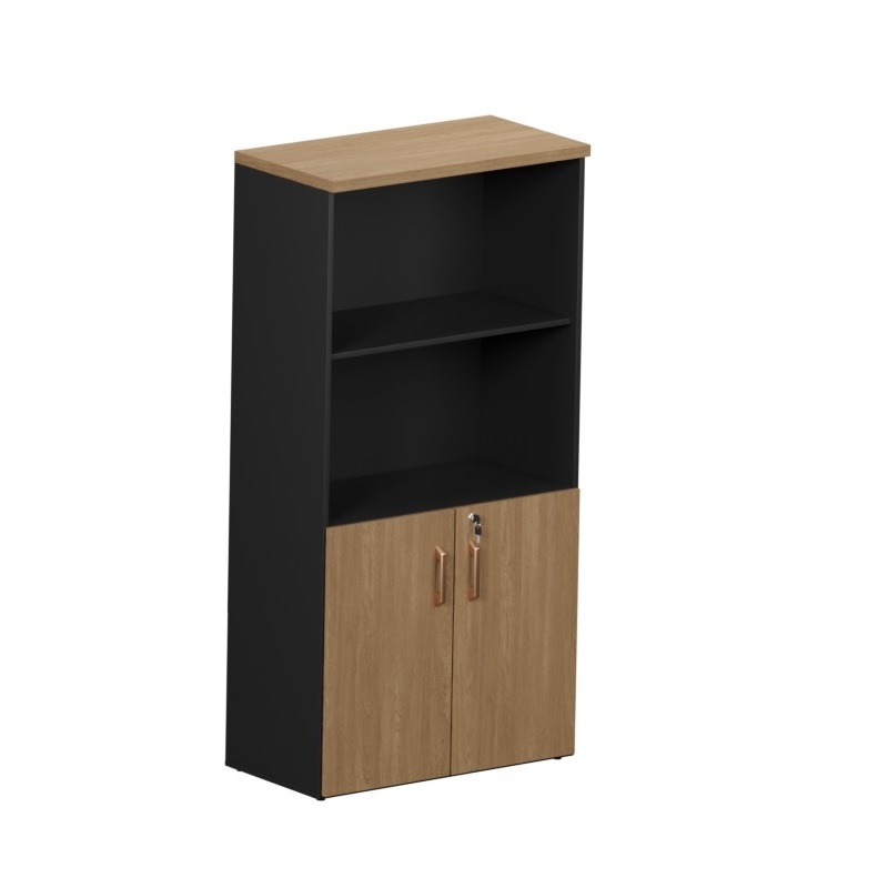 Armário de escritório Semi Aberto 2 Portas M30 Nogueira/Preto – 1117