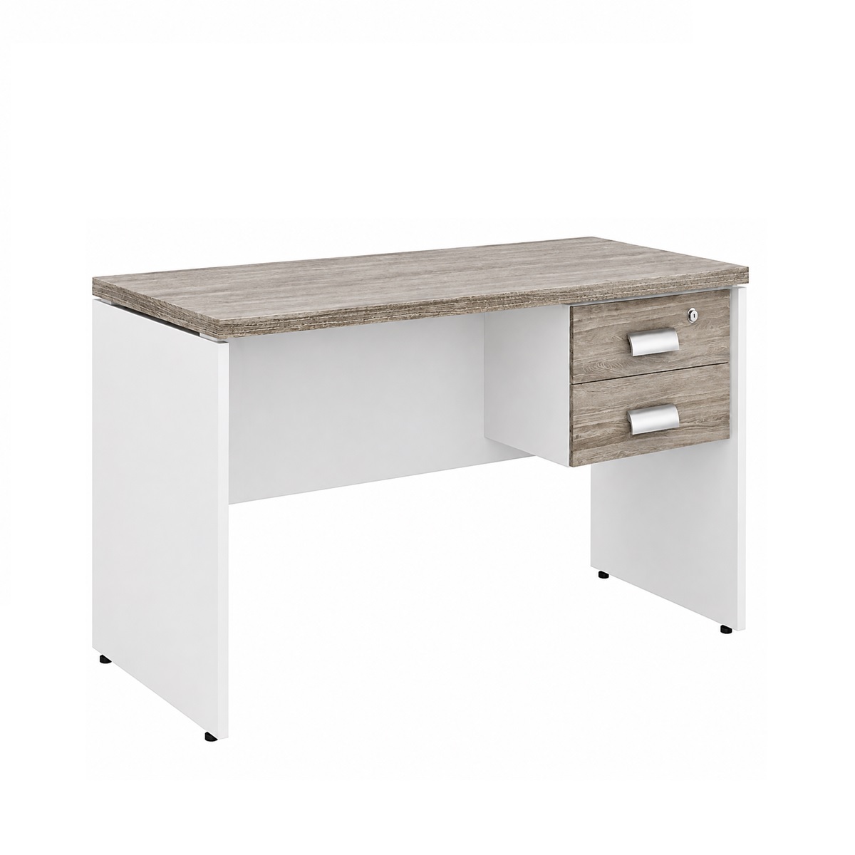 Mesa de Escritório Reta 1,20 X 0,60 C/ Gavetas – Cor Fresno/Branco – 1017