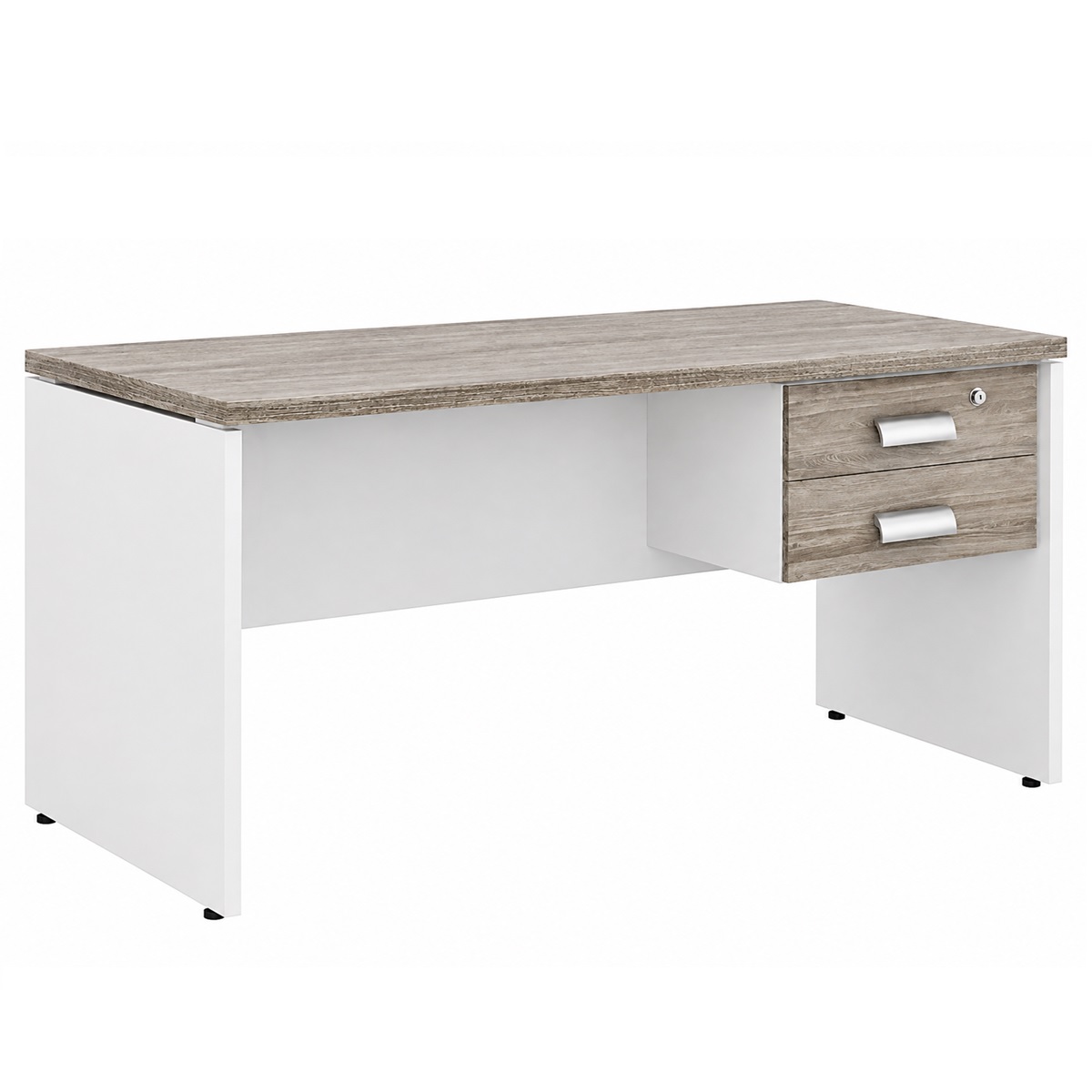 Mesa de Escritório Reta 1,70 X 0,70 C/ Gavetas - Cor Fresno/branco -  Marzo Vitorino - 1020