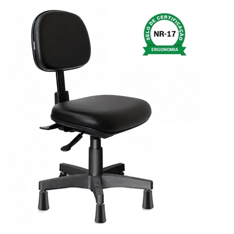 Cadeira para Confeccão secretária NR17 Ergonômica corino Preto - 2708